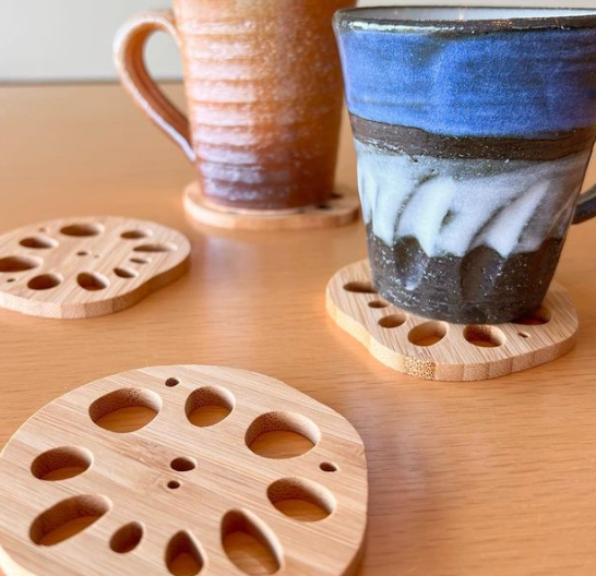 Lotus root-shaped bamboo coaster