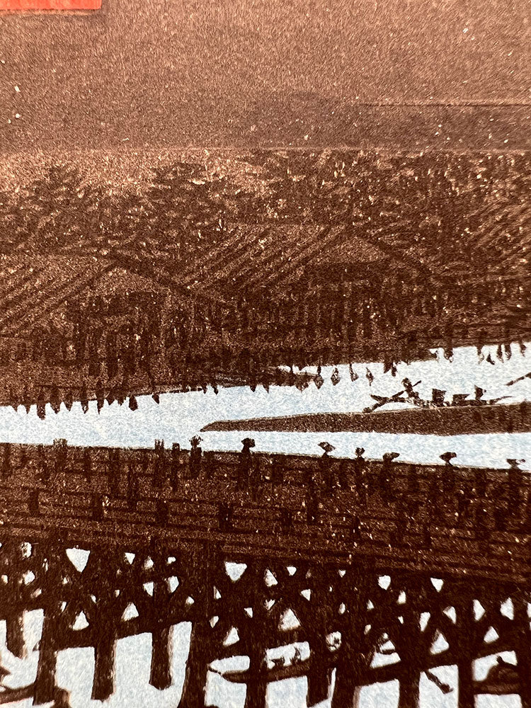 Woodblock print "View No.98 Fireworks at Ryogoku" by HIROSHIGE Published by the Print Association Tokyo