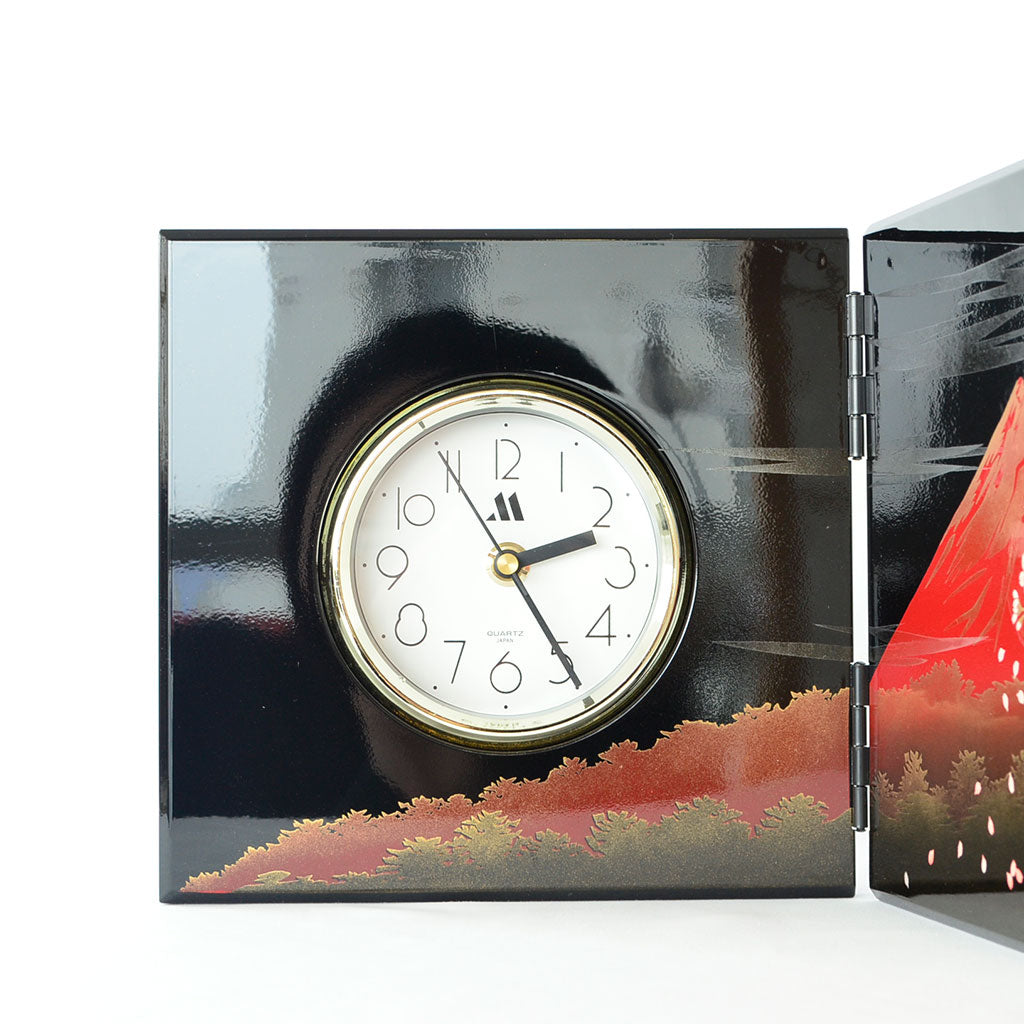 Wooden Screen Clock "Mt. Fuji and Cherry Blossoms"