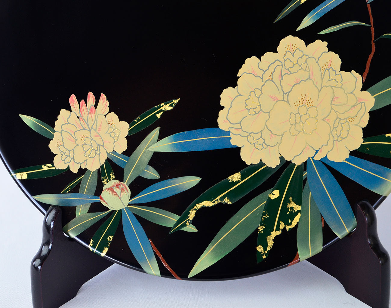 Lacquerware Decorative Plate "Rhododendron" Size 10.0