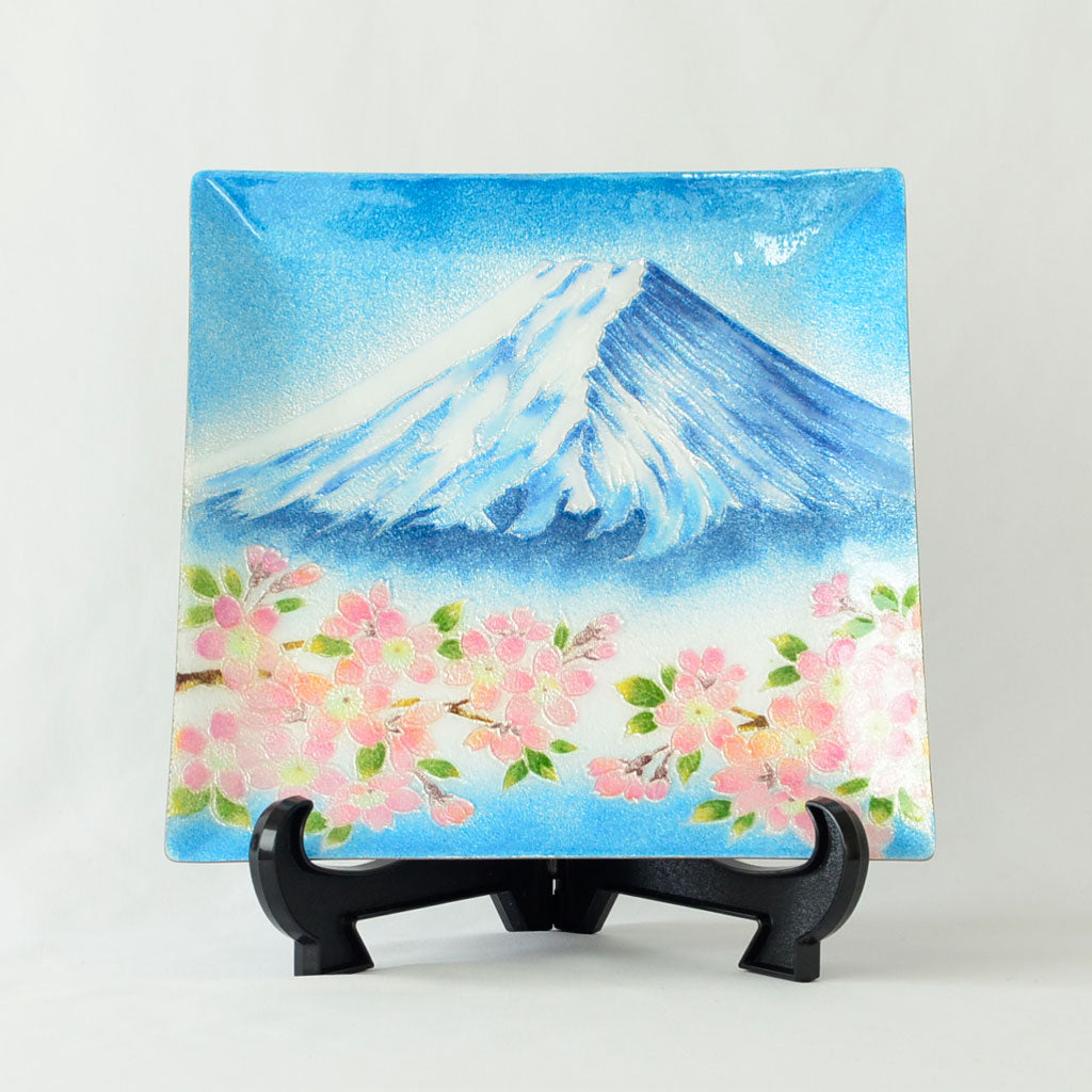Cloisonne Decorative Plate "Mt. Fuji with Cherry Blossoms"