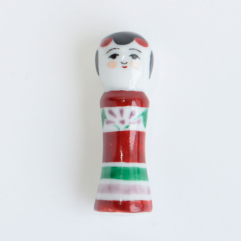 Kiyomizu Ware Chopstick Rest 5pcs Set "Kokeshi Dolls"