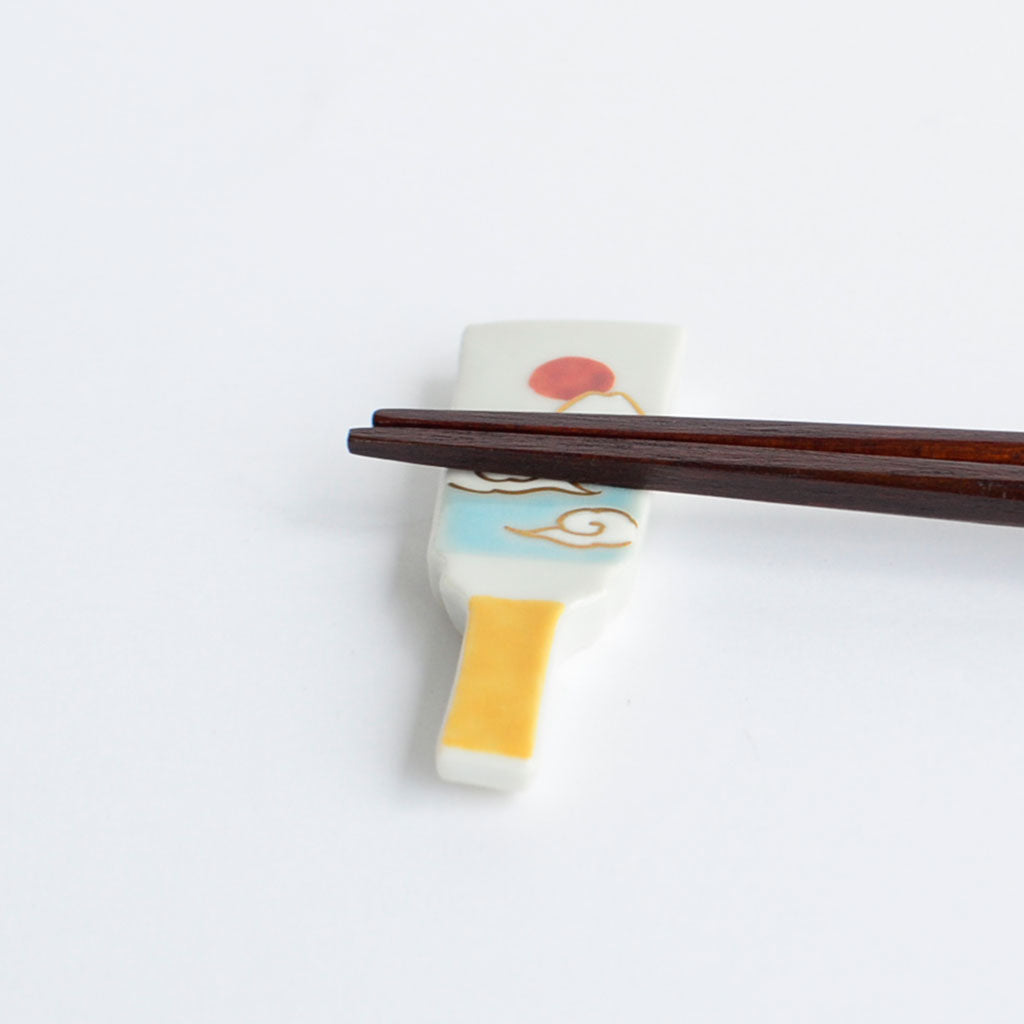 Kiyomizu Ware Chopstick Rest 5pcs Set "Fortune Battledore"