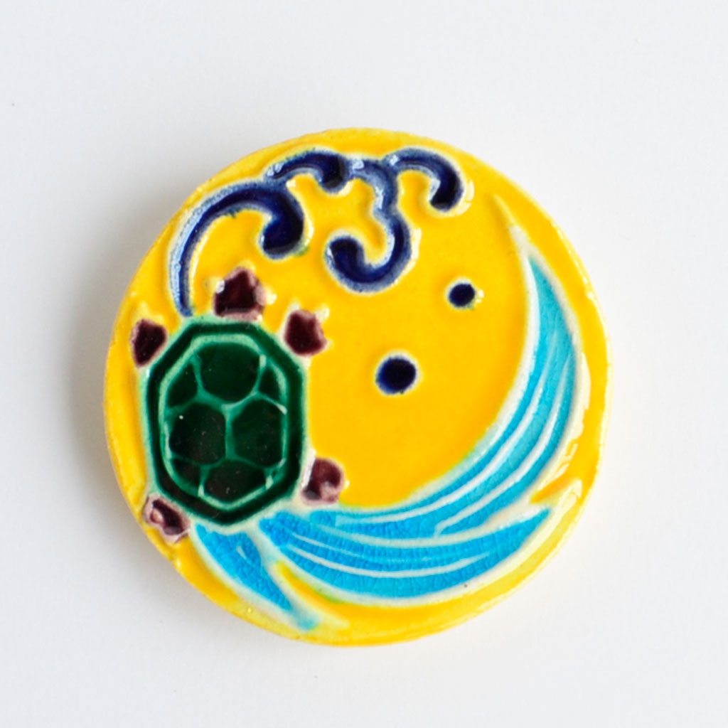 Kiyomizu Ware Chopstick Rest 5pcs Set "Yellow Cochin with Auspicious Motifs"