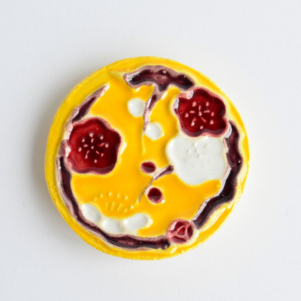 Kiyomizu Ware Chopstick Rest 5pcs Set "Yellow Cochin with Auspicious Motifs"