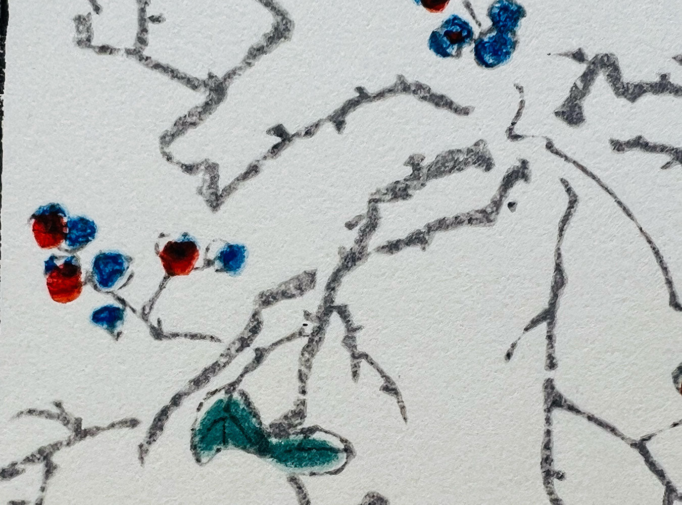 Woodblock printing "Monky and persimmon" by Kawanabe Kyosai Published by UNSODO