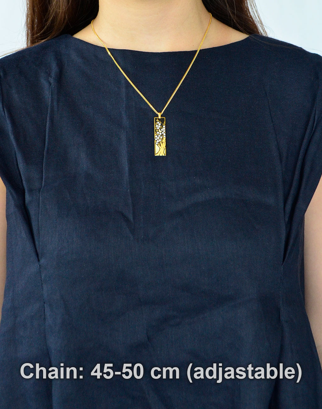 Kyoto Damascene Pendant – Small Vertical,"Plum blossoms", 1.0 cm Wide