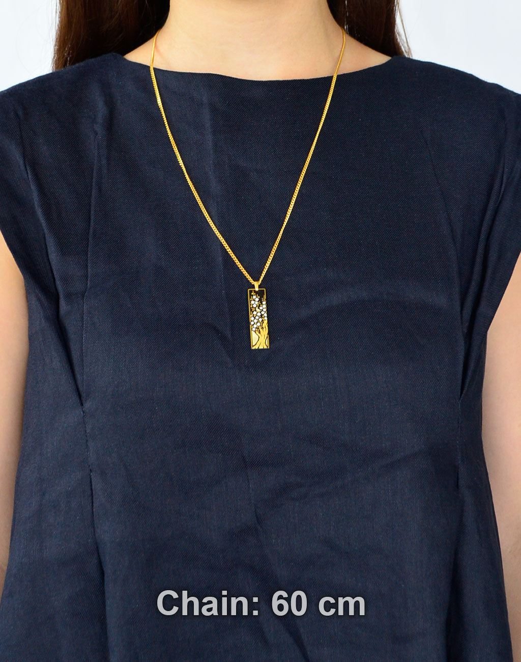 Kyoto Damascene Pendant – Small Vertical,"Plum blossoms", 1.0 cm Wide