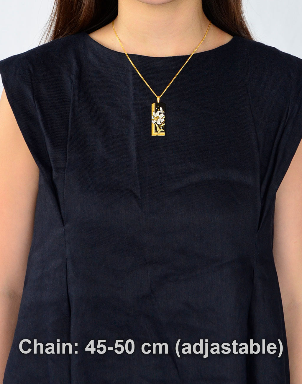 Kyoto Damascene Pendant – Large Vertical,"Lily", 1.5 cm Wide