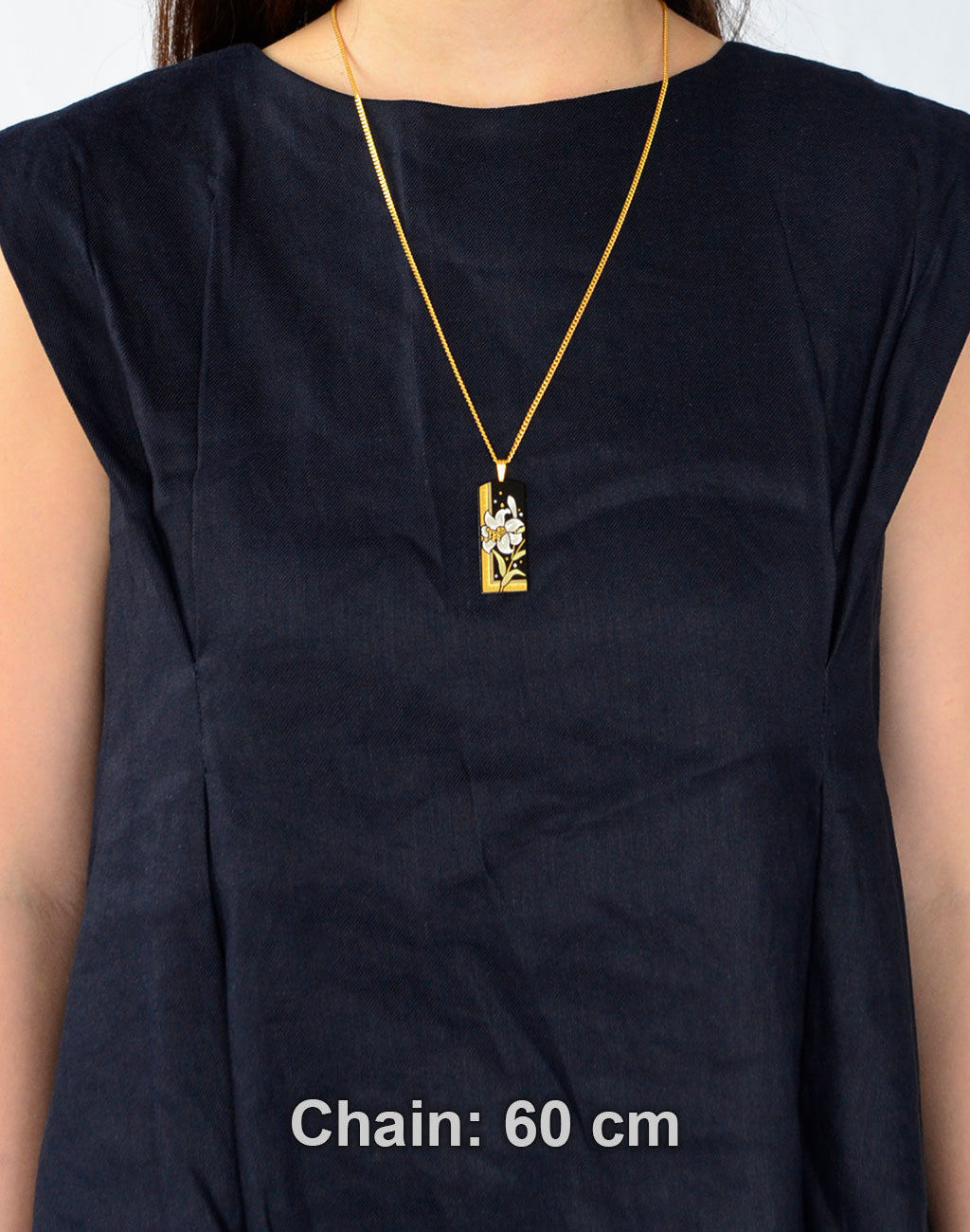 Kyoto Damascene Pendant – Large Vertical,"Lily", 1.5 cm Wide