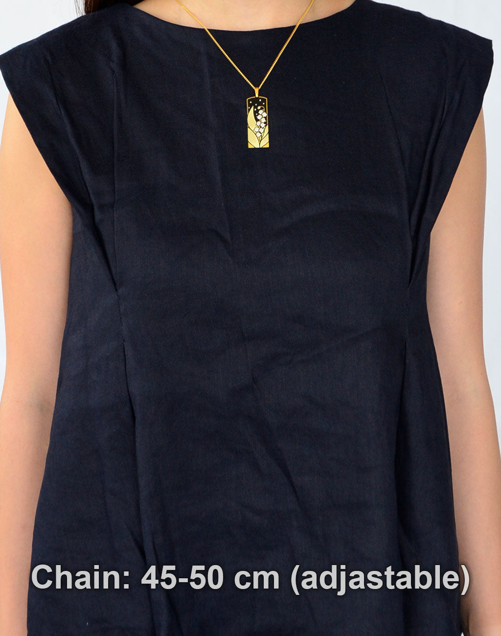 Kyoto Damascene Pendant – Large Vertical, "Lily of the Valley", 1.5 cm Wide