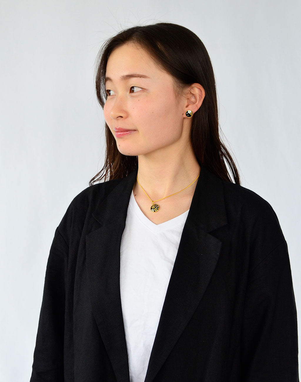 Kyoto Damascene Stud Earrings "Cherry blossoms in full bloom"– Diameter: 1.2 cm