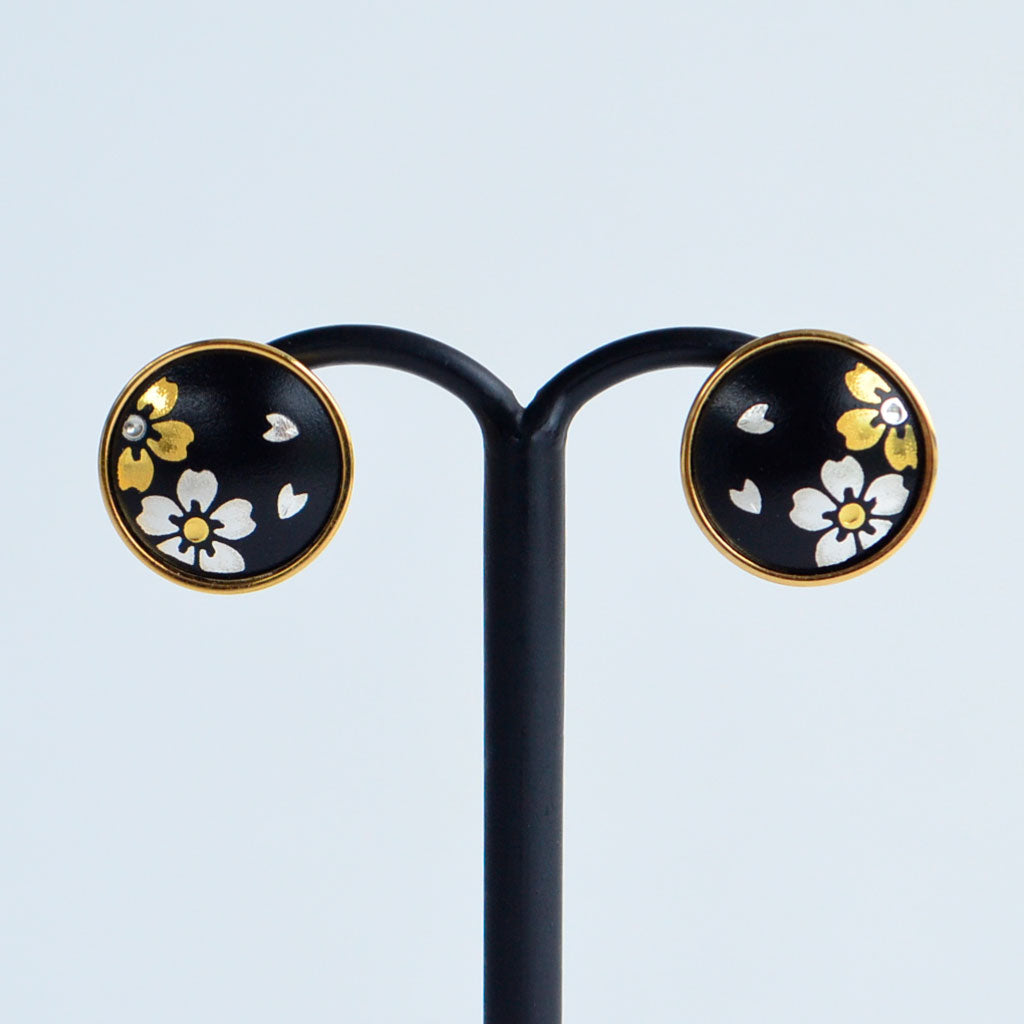 Kyoto Damascene Stud Earrings "Cherry blossoms in full bloom"– Diameter: 1.2 cm