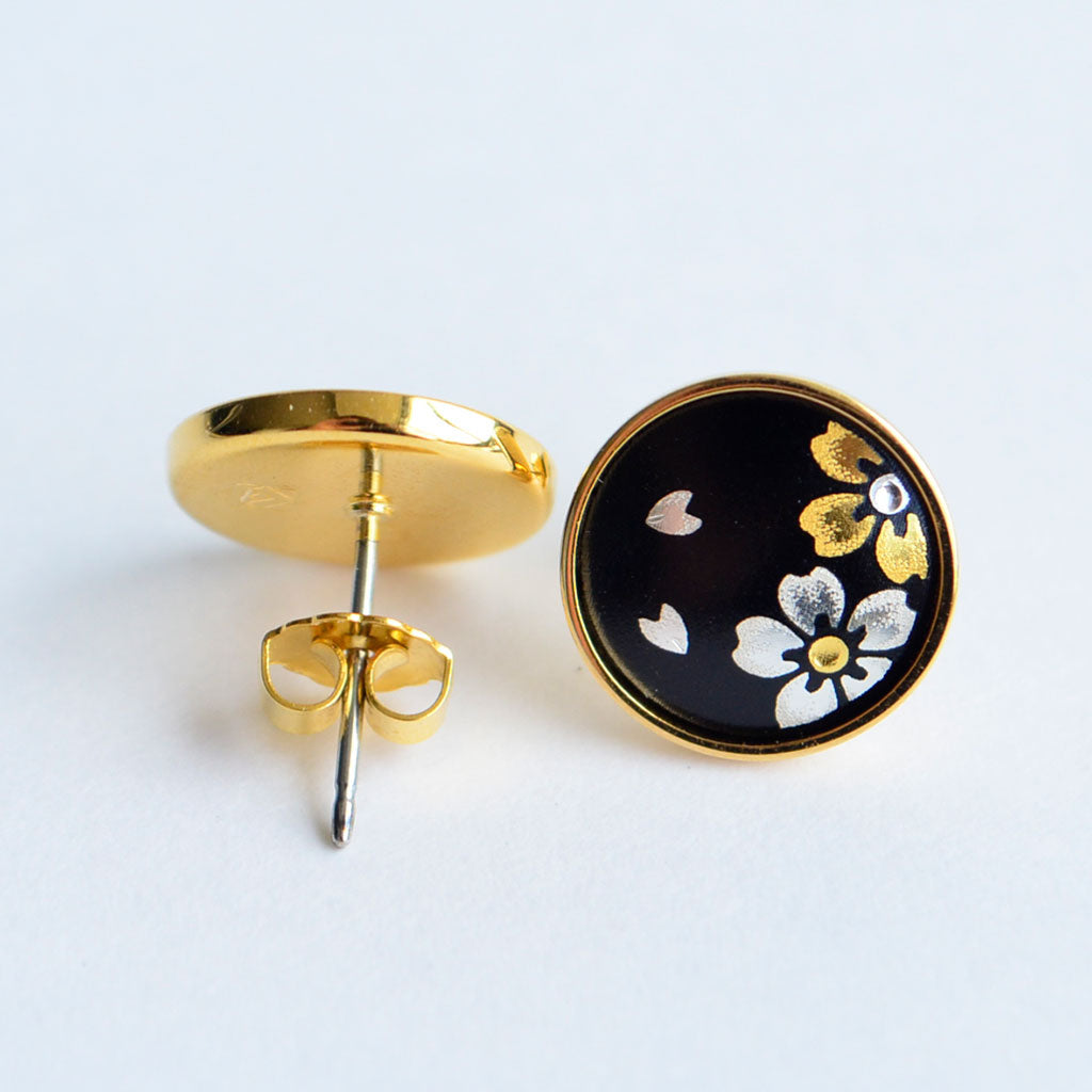 Kyoto Damascene Stud Earrings "Cherry blossoms in full bloom"– Diameter: 1.2 cm