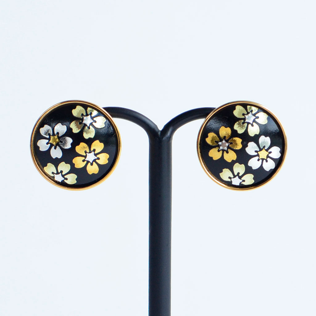 Kyoto Damascene Stud Earrings "Cherry blossoms in full bloom"– Diameter: 1.6 cm