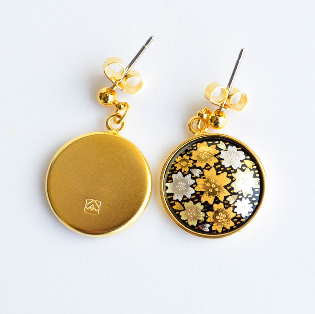 Kyoto Damascene Dungling Earrings Fully Covered With Cherry Blossoms – Diameter: 1.6 cm