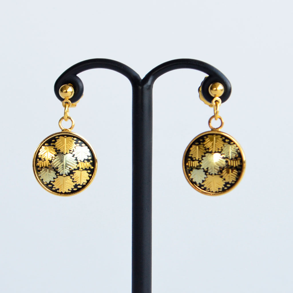 Kyoto Damascene Dungling Earrings Fully Covered With Ivy – Diameter: 1.2 cm