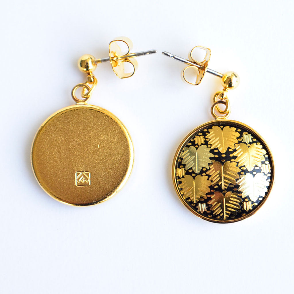 Kyoto Damascene Dungling Earrings Fully Covered With Ivy – Diameter: 1.6 cm
