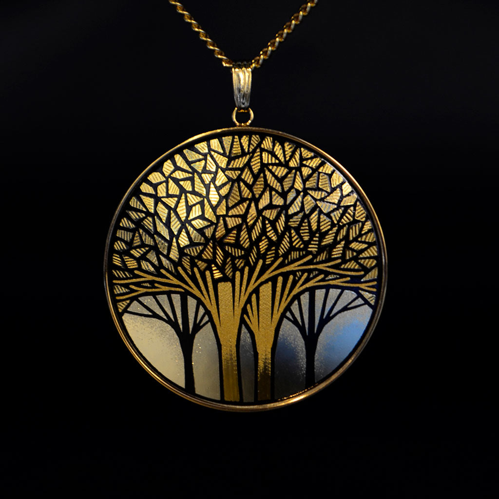 Kyoto Damascene Pendant "Grove" – Diameter: 3.9 cm