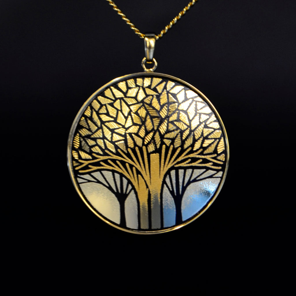 Kyoto Damascene Pendant "Grove" – Diameter: 3.0 cm