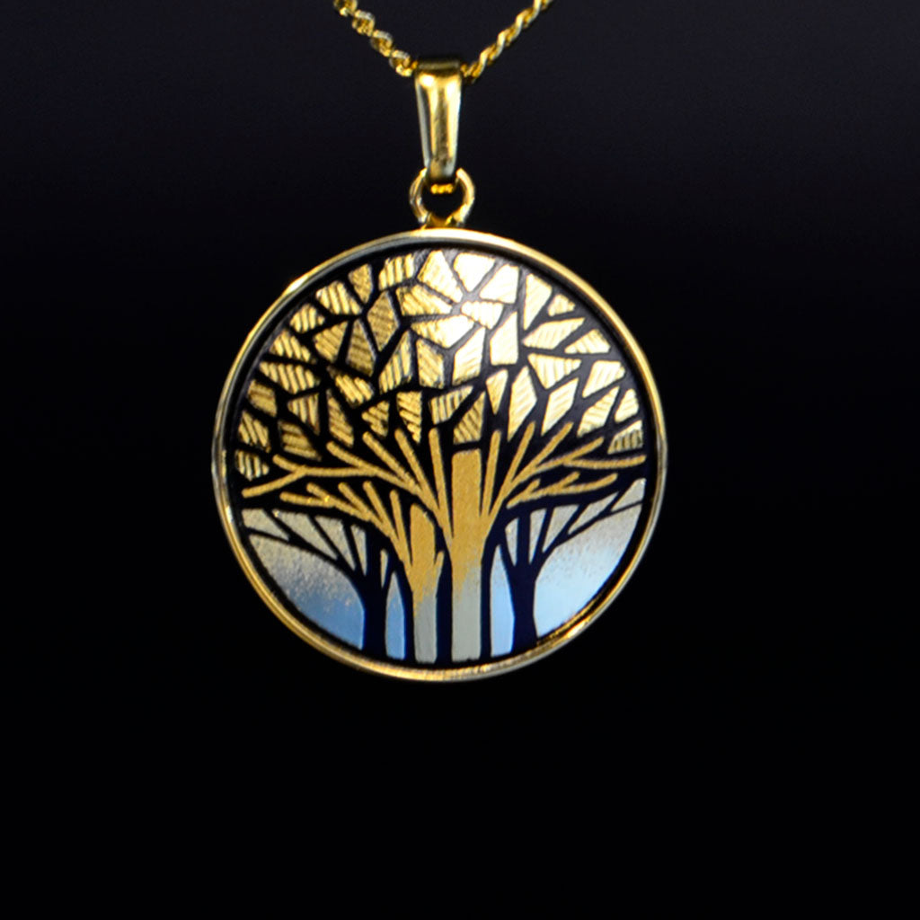 Kyoto Damascene Pendant "Grove" – Diameter: 2.0 cm