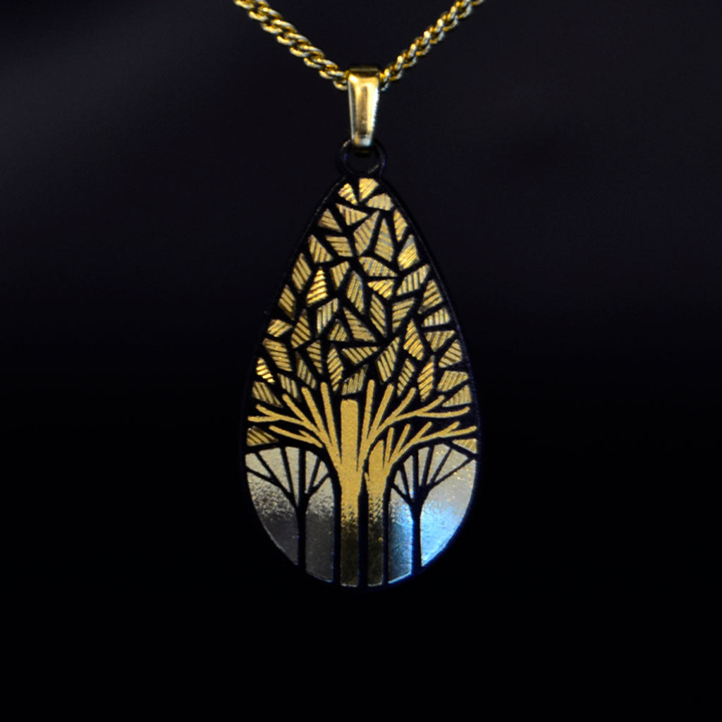 Kyoto Damascene Pendant "Grove" – Drop shape