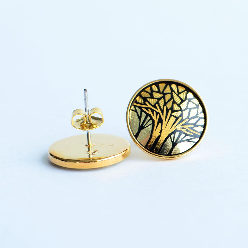 Kyoto Damascene Stud Earrings "Grove" – Diameter: 1.6 cm