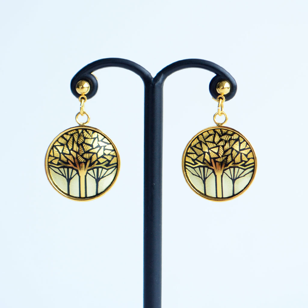 Kyoto Damascene Dungling Earrings "Grove" – Diameter: 1.6 cm