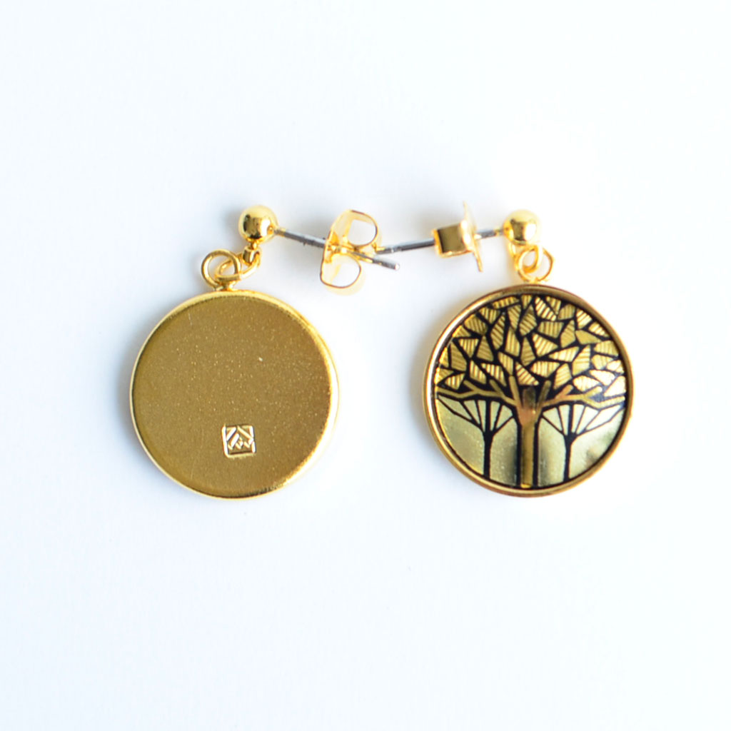Kyoto Damascene Dungling Earrings "Grove" – Diameter: 1.6 cm