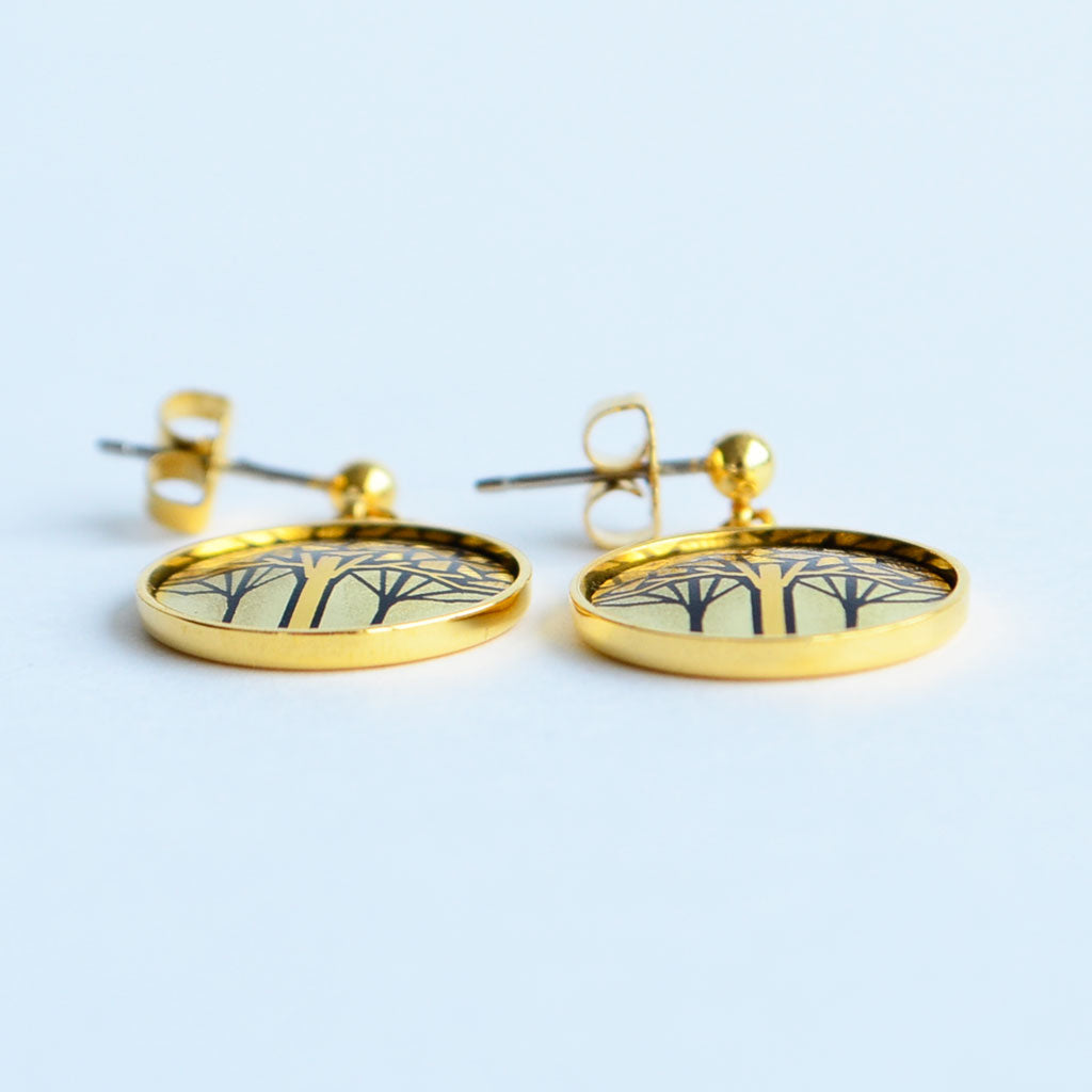 Kyoto Damascene Dungling Earrings "Grove" – Diameter: 1.6 cm