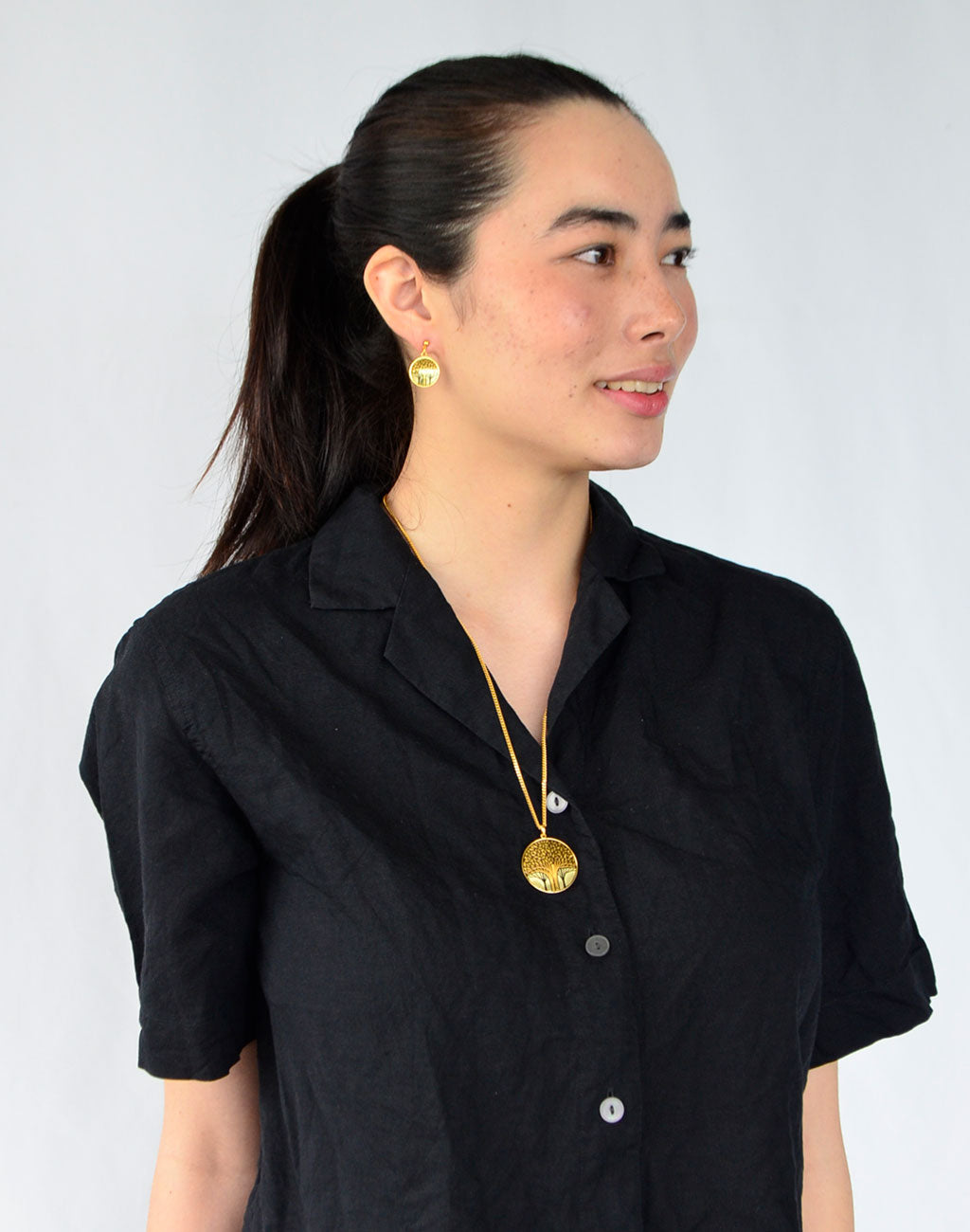 Kyoto Damascene Dungling Earrings "Grove" – Diameter: 1.6 cm