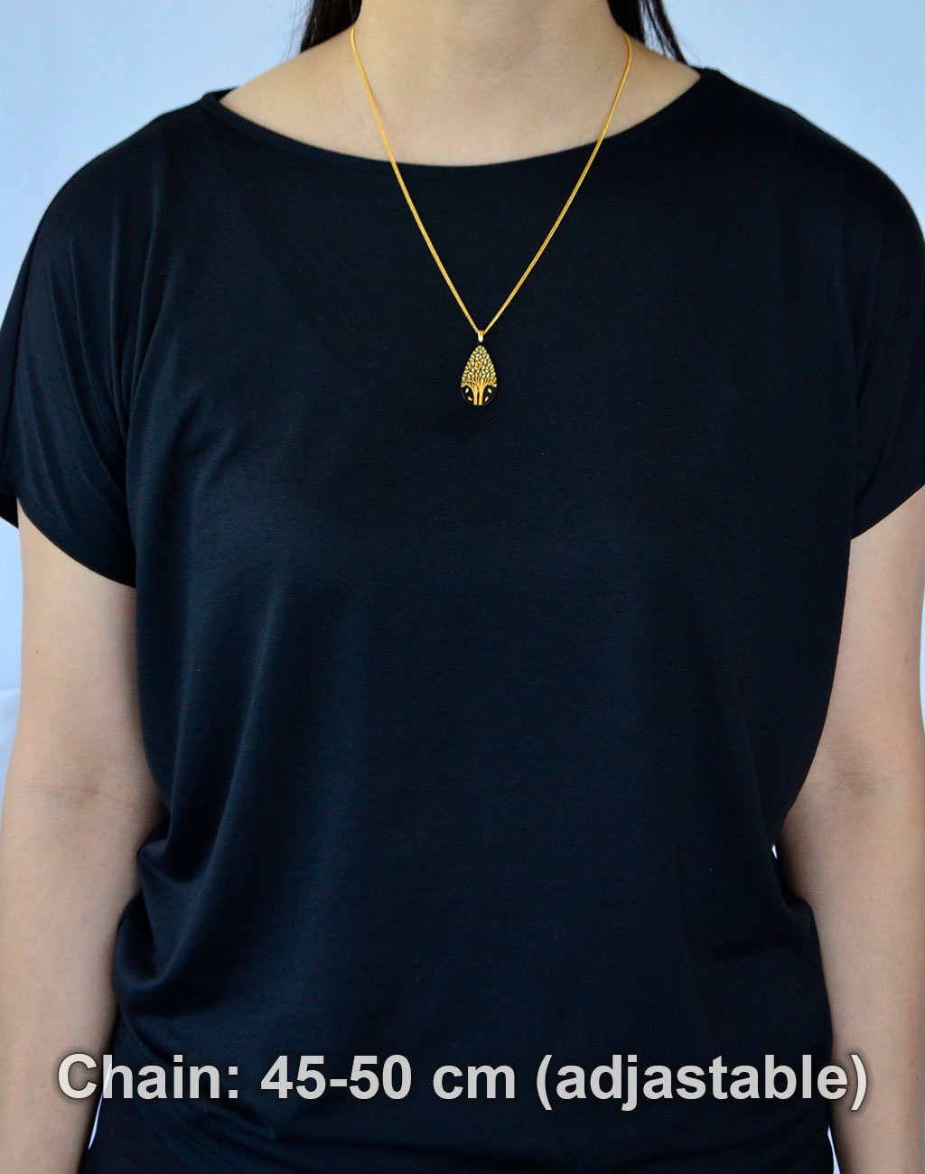 Kyoto Damascene Pendant "Fallen Leaves" – Drop shape