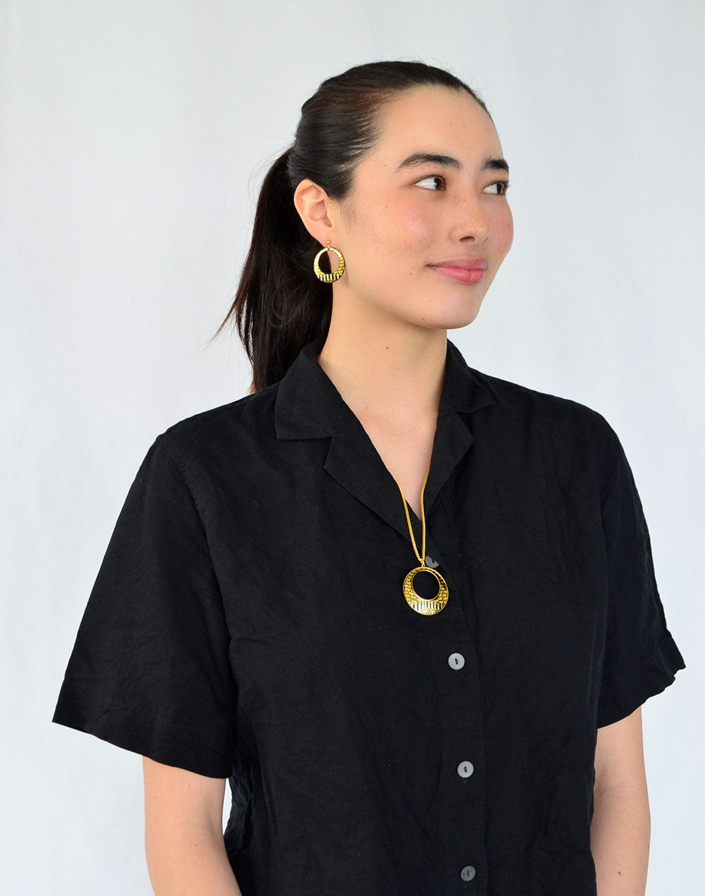 Kyoto Damascene Open Circle Pendant "Bamboo Forest" – Diameter: 3.9 cm