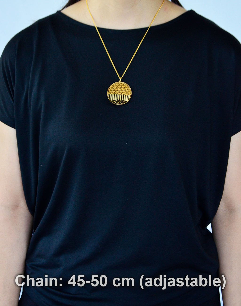 Kyoto Damascene Open Circle Pendant "Bamboo Forest" – Diameter: 3.9 cm