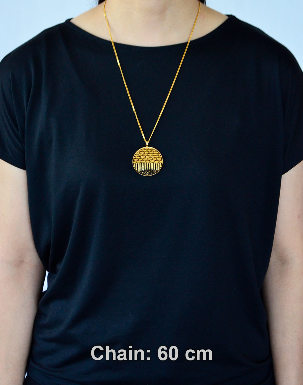 Kyoto Damascene Open Circle Pendant "Bamboo Forest" – Diameter: 3.9 cm