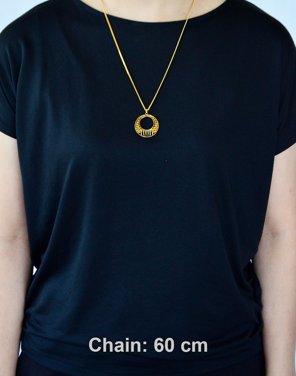 Kyoto Damascene Open Circle Pendant "Bamboo Forest" – Diameter: 3.0 cm