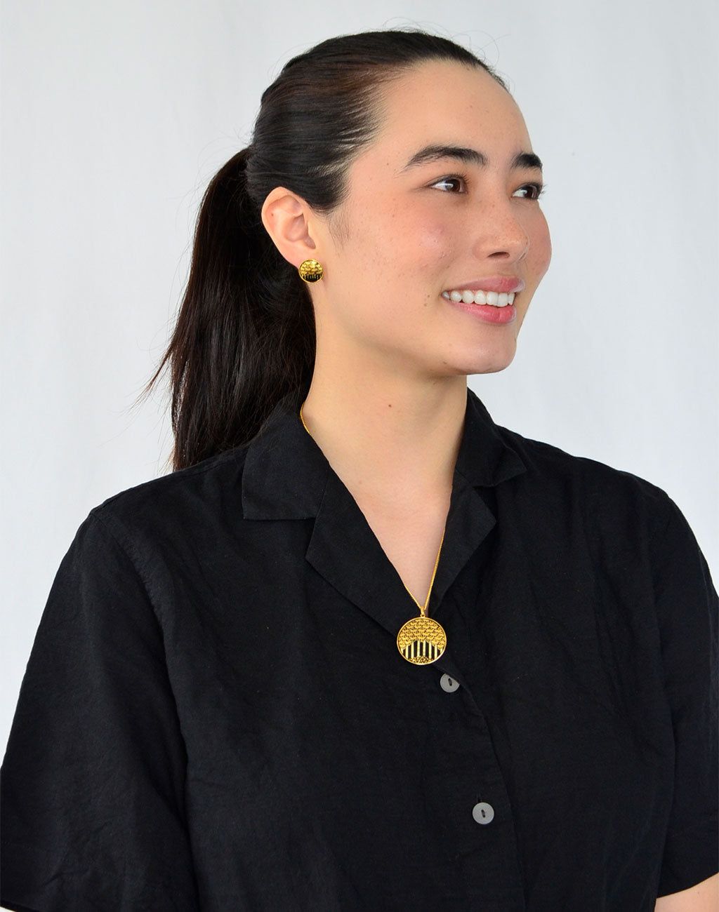 Kyoto Damascene Pendant "Bamboo Forest" – Diameter: 3.0 cm