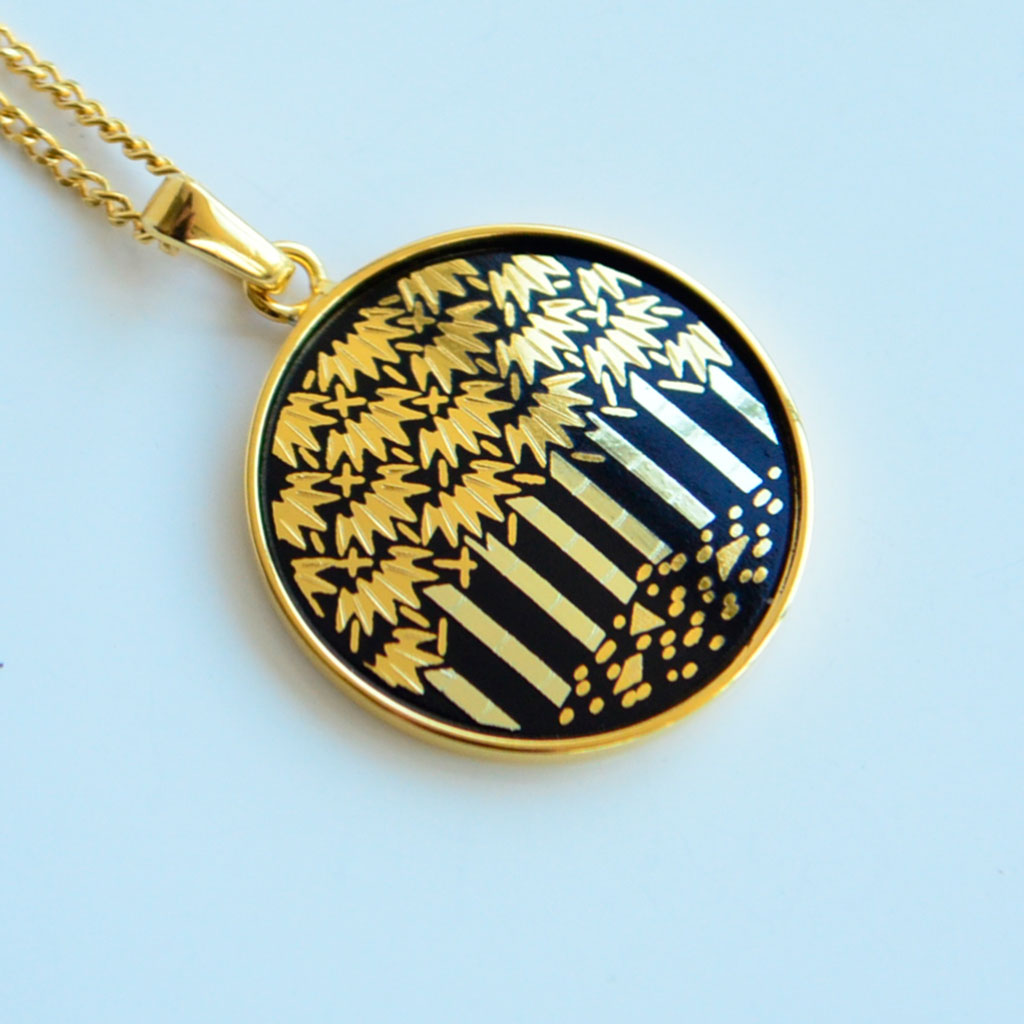 Kyoto Damascene Pendant "Bamboo Forest" – Diameter: 2.0 cm