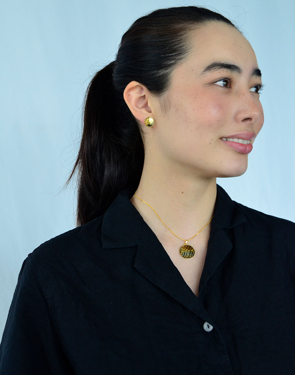 Kyoto Damascene Pendant "Bamboo Forest" – Diameter: 2.0 cm