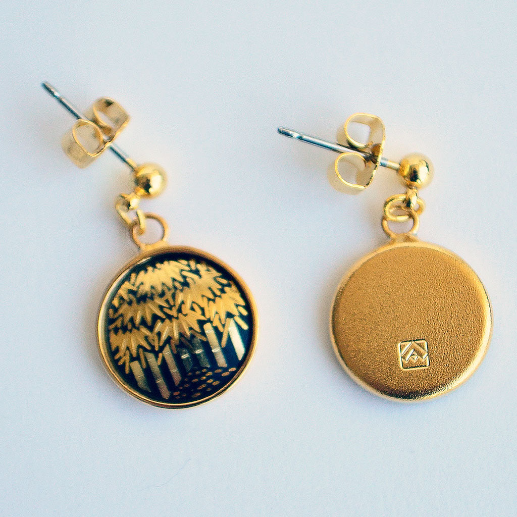 Kyoto Damascene Dungling Earrings "Bamboo Forest" – Diameter: 1.2 cm