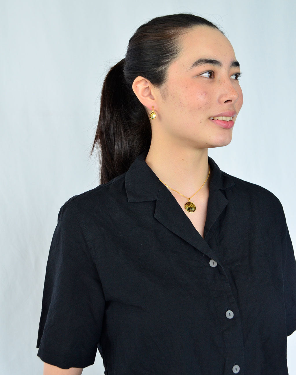 Kyoto Damascene Dungling Earrings "Bamboo Forest" – Diameter: 1.2 cm