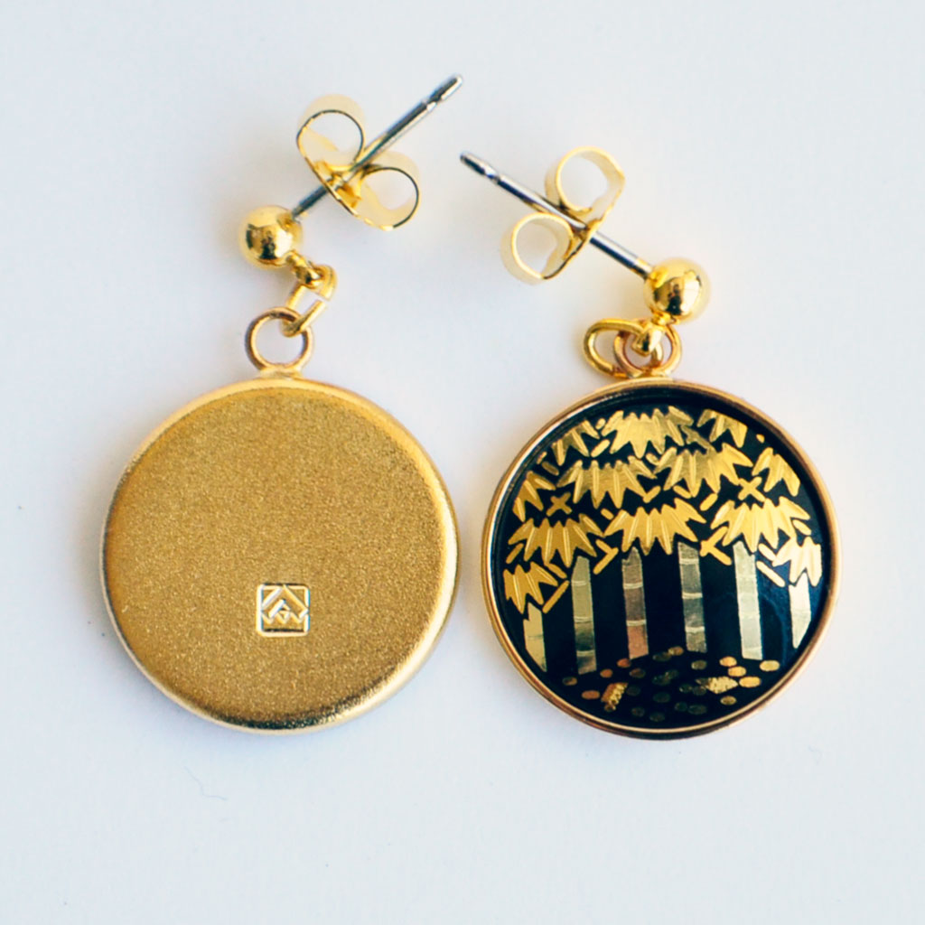Kyoto Damascene Dungling Earrings "Bamboo Forest" – Diameter: 1.6 cm
