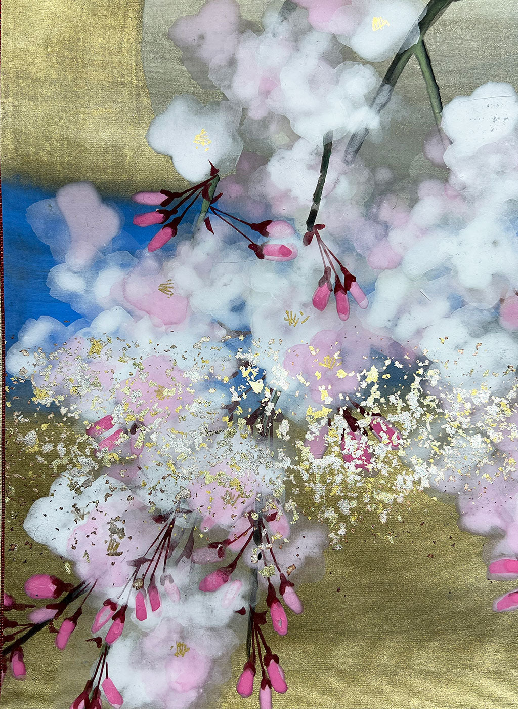 Japanese Hanging Scroll Kakejiku Painted by Shinji Kouno "Cherry Blossomes" (OKJ 101)