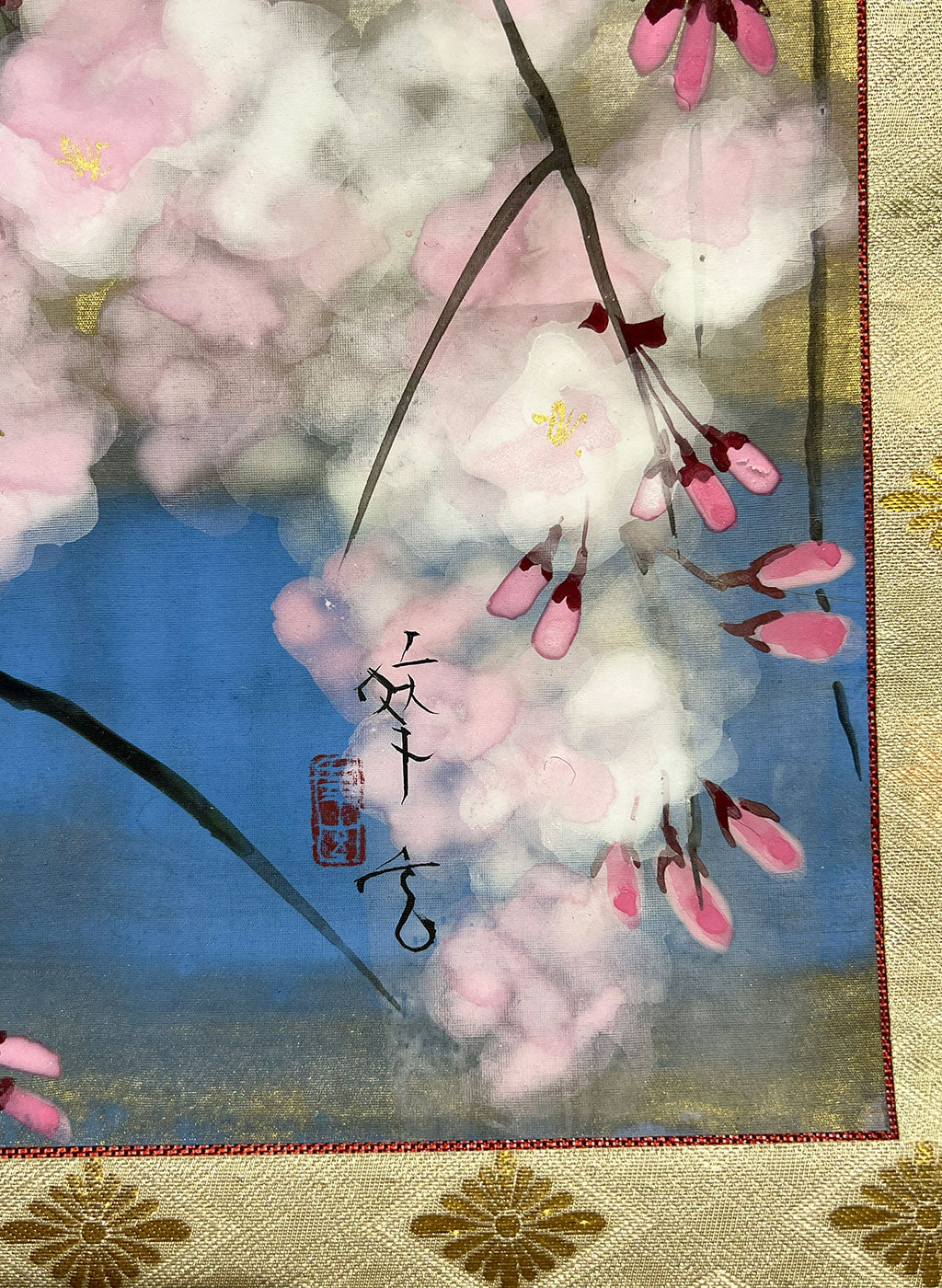 Japanese Hanging Scroll Kakejiku Painted by Shinji Kouno "Cherry Blossomes" (OKJ 101)