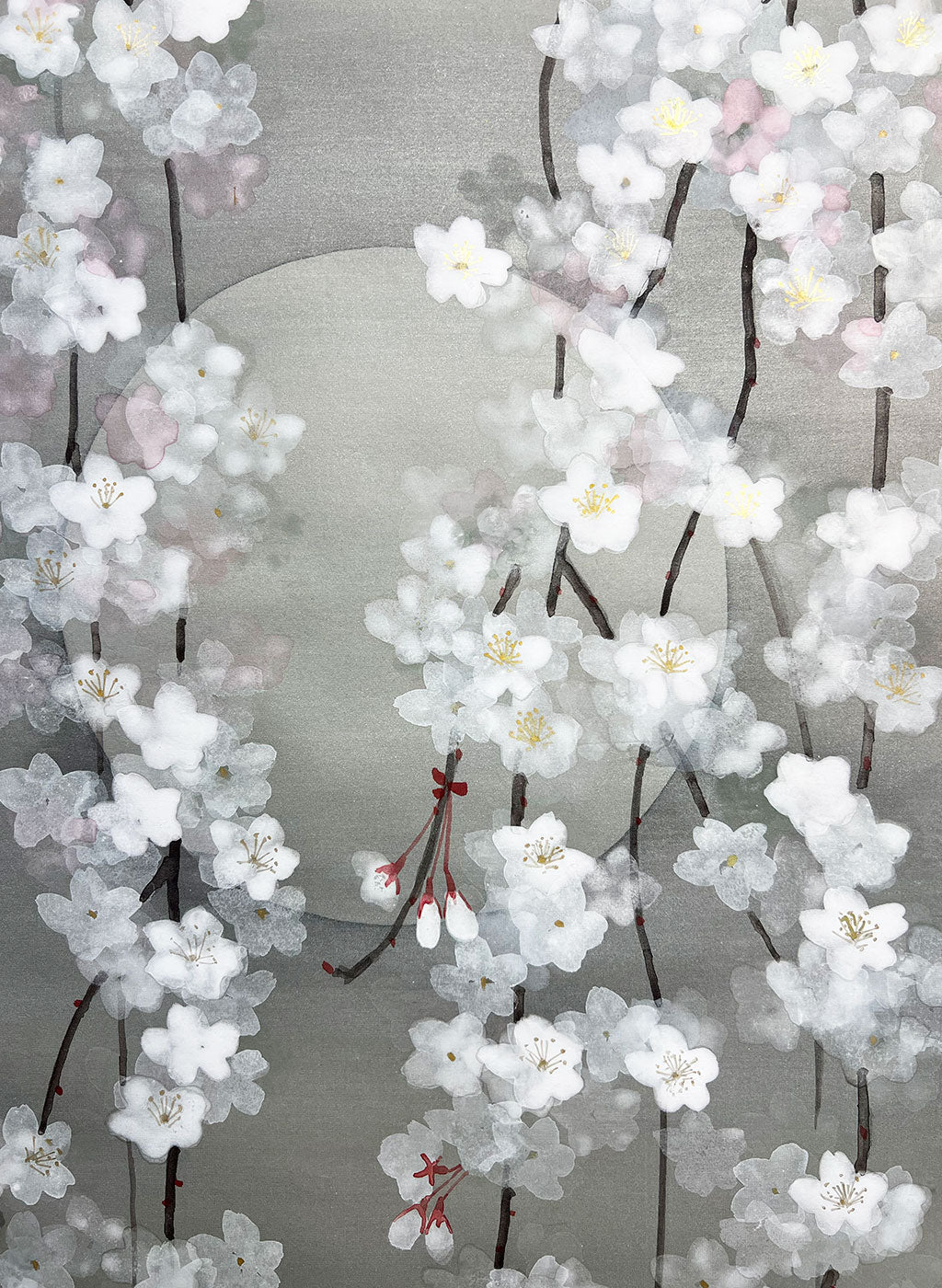 Japanese Hanging Scroll Kakejiku Painted by Shinji Kouno "Oboro (Cherry Blossoms)" (OKJ 102)