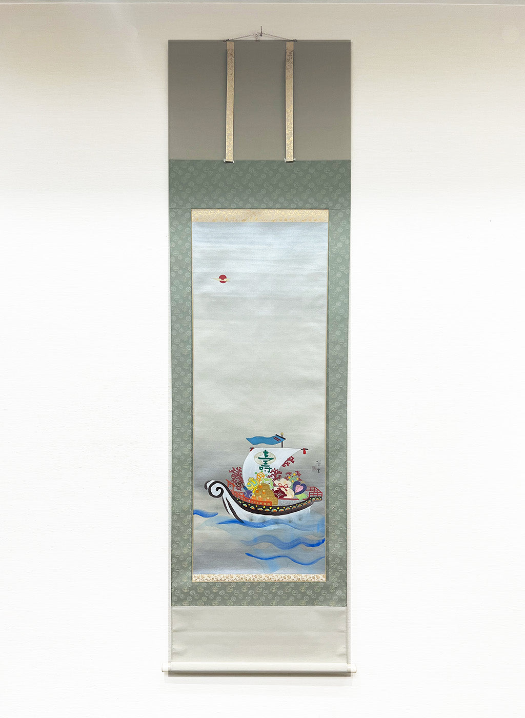 Japanese Hanging Scroll Kakejiku Painted by Shinji Kouno ”Treasure Ship” (OKJ 103)