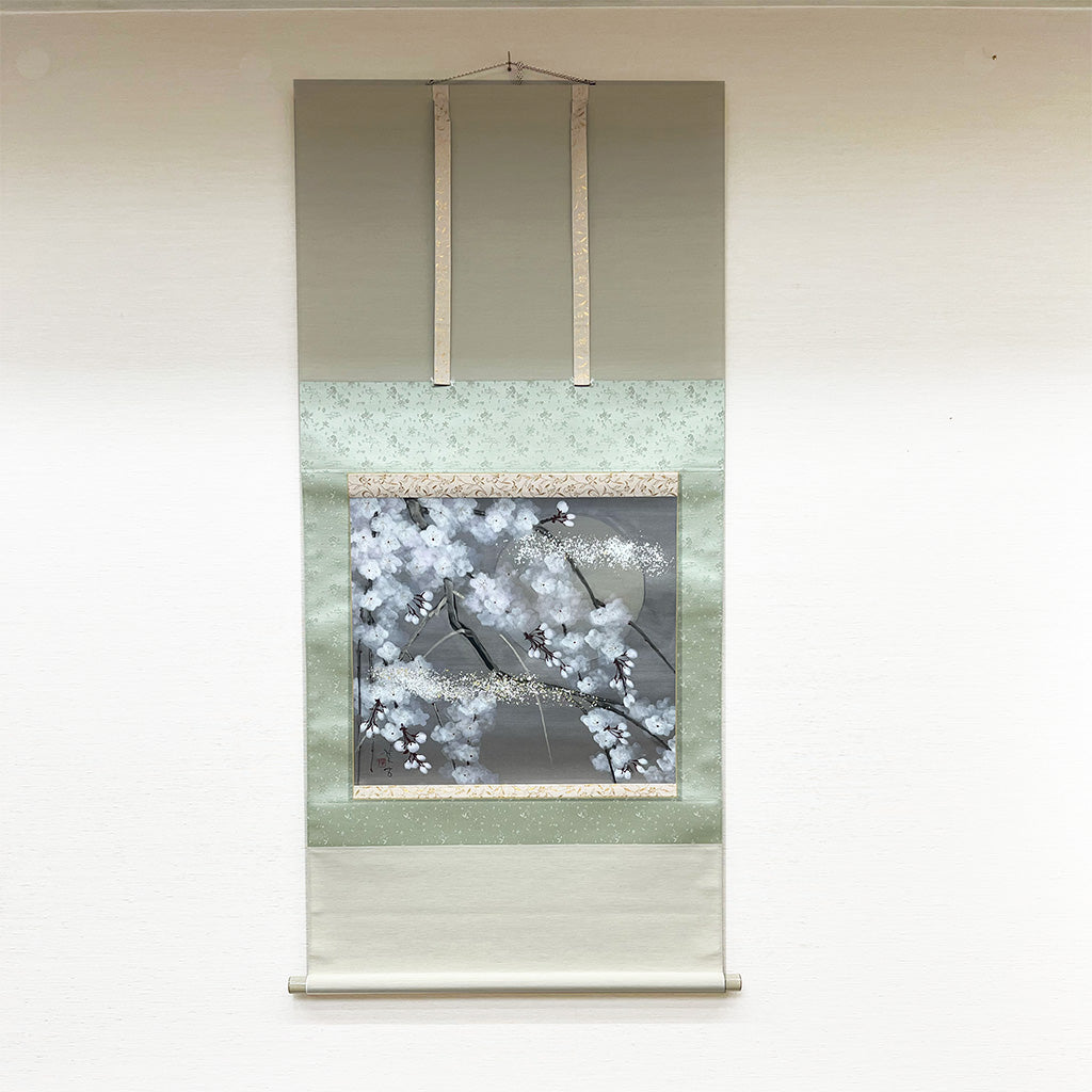 Japanese Hanging Scroll Kakejiku Painted by Shinji Kouno “Sakura (Spring Evening)” (OKJ 109)