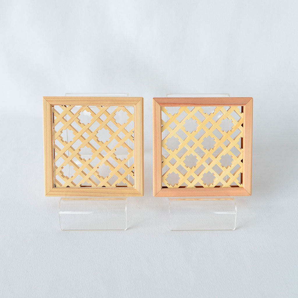 Kumiko Wooden Coasters – Kasuri Pattern (Set of 2)
