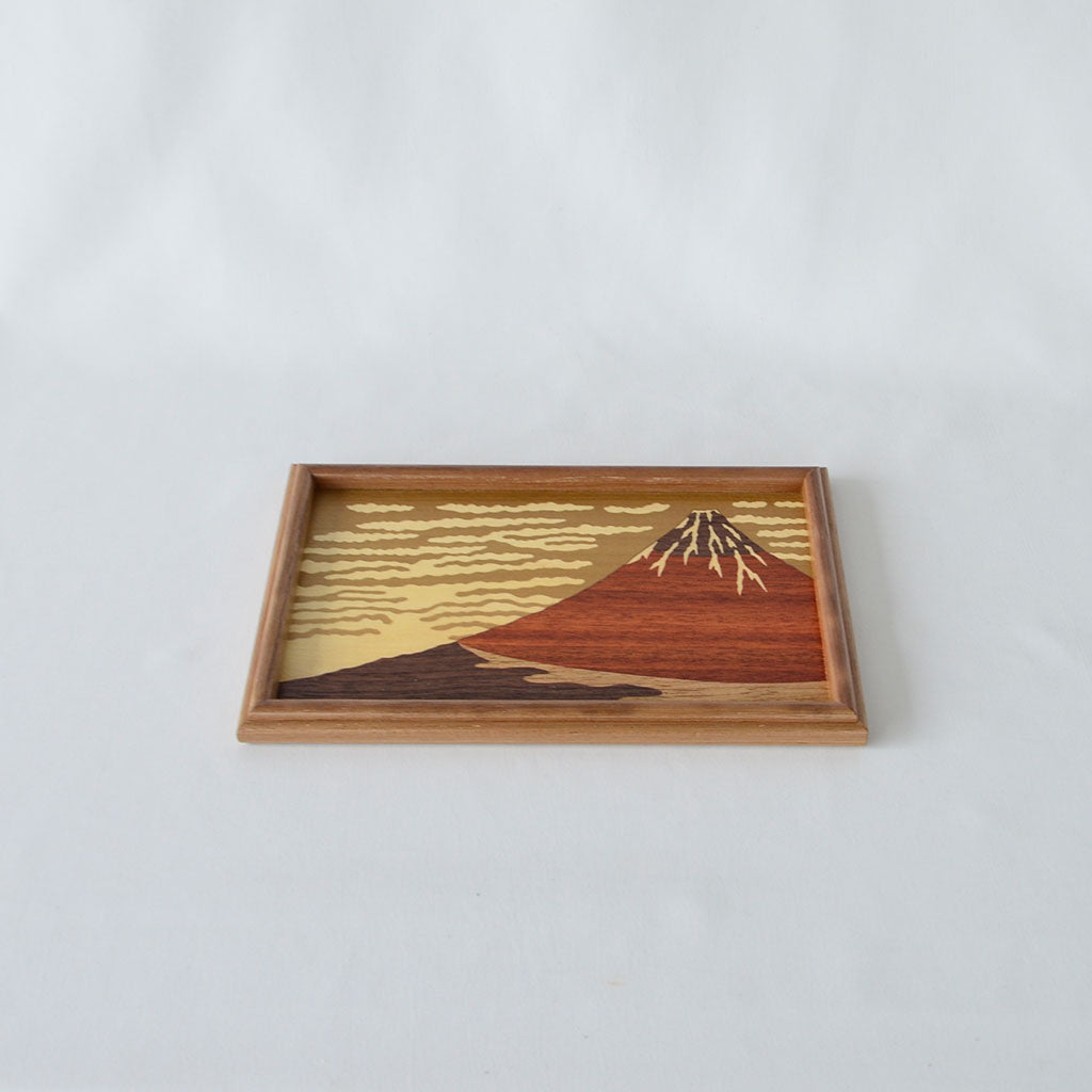 Mokuzogan (Wood Inlay) Small Tray – Mt. Fuji