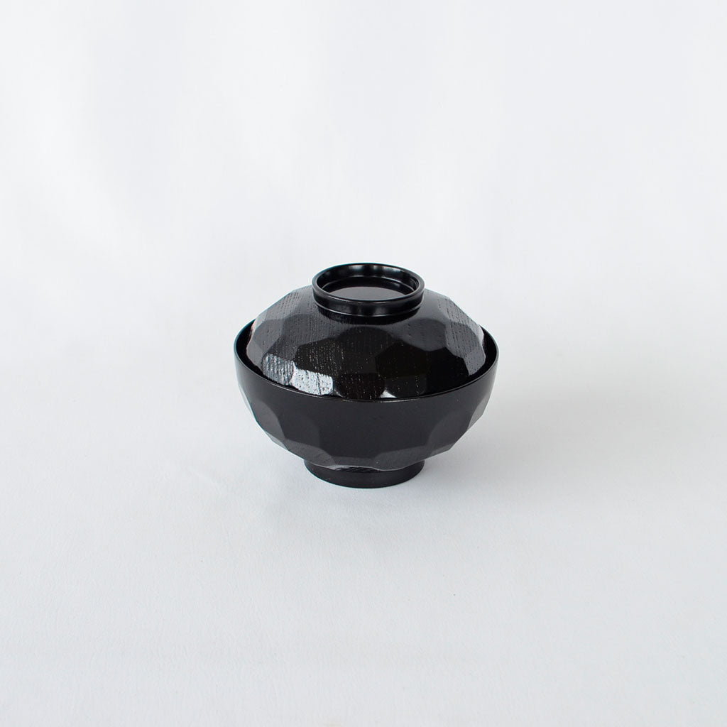 Zelkova Soup Bowl "Kikkō" – Black Lacquer Yamanaka lacquerware